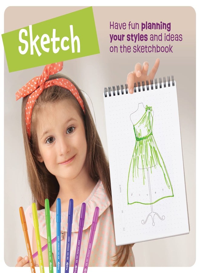 Pretty Me Fashion Design Studio - Sewing Kit for Kids - Designer Dress Girls Arts Crafts Kits Ages 8, 9, 10, 11, 12 Age - Sketch, Sew, Style - Kid Art Projects Gift - Girl Craft Activities Gifts - Image 5